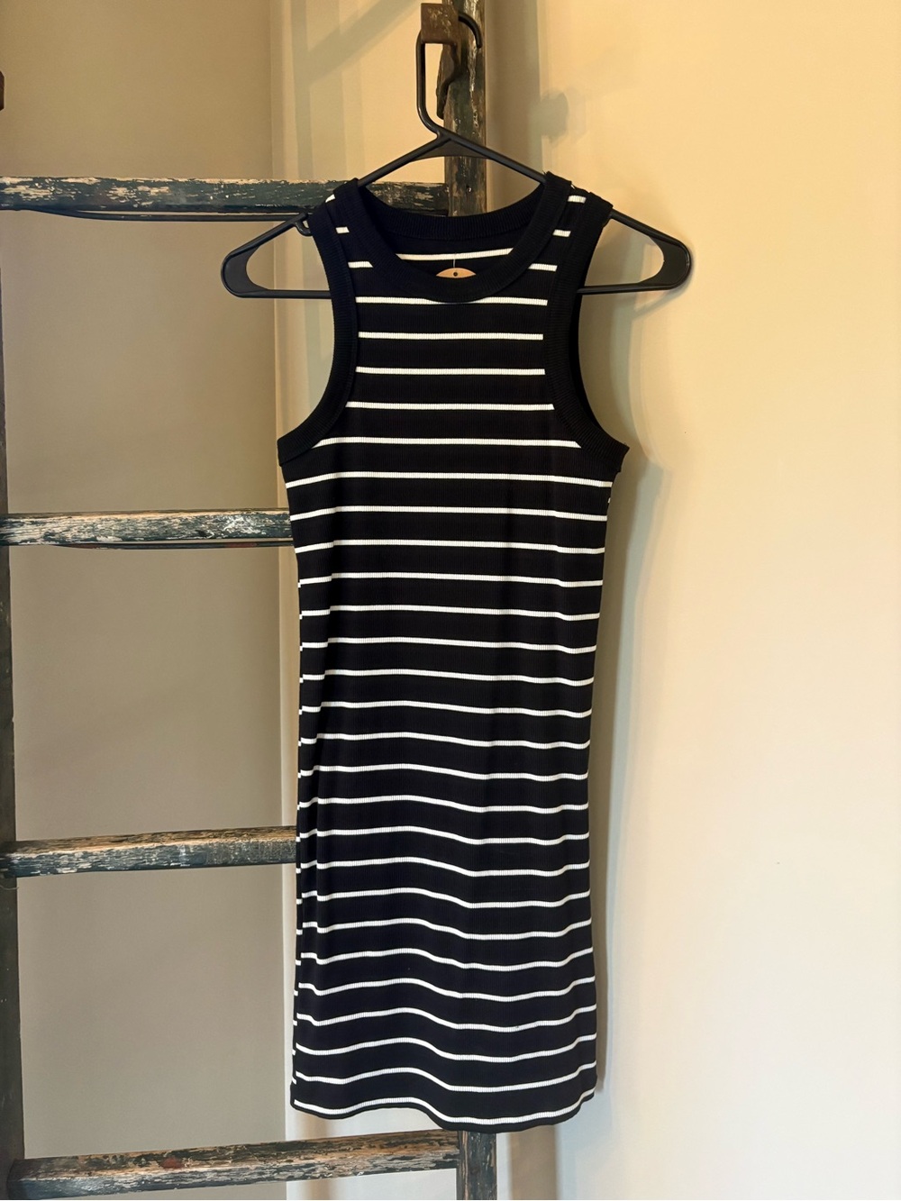 Black & White Striped Sleeveless Tank Mini Dress